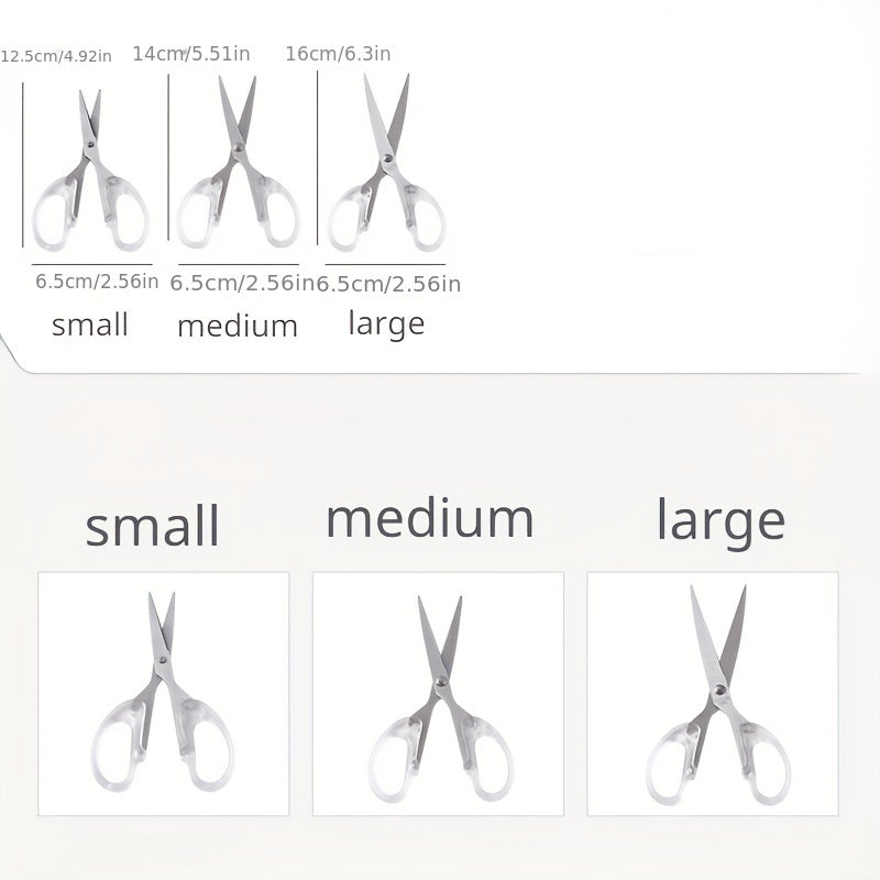 3pcs Set Safety Art Scissors Transparent Stainless Steel Household Scissors