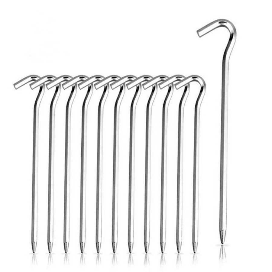 Galvanized Tent Stakes 7-16 Inch 18 Metal Tent Pegs Heavy Duty Steel Stakes