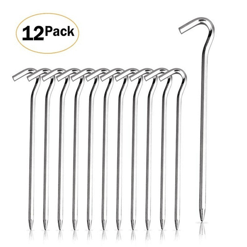 Galvanized Tent Stakes 7-16 Inch 18 Metal Tent Pegs Heavy Duty Steel Stakes