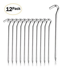 Galvanized Tent Stakes 7-16 Inch 18 Metal Tent Pegs Heavy Duty Steel Stakes