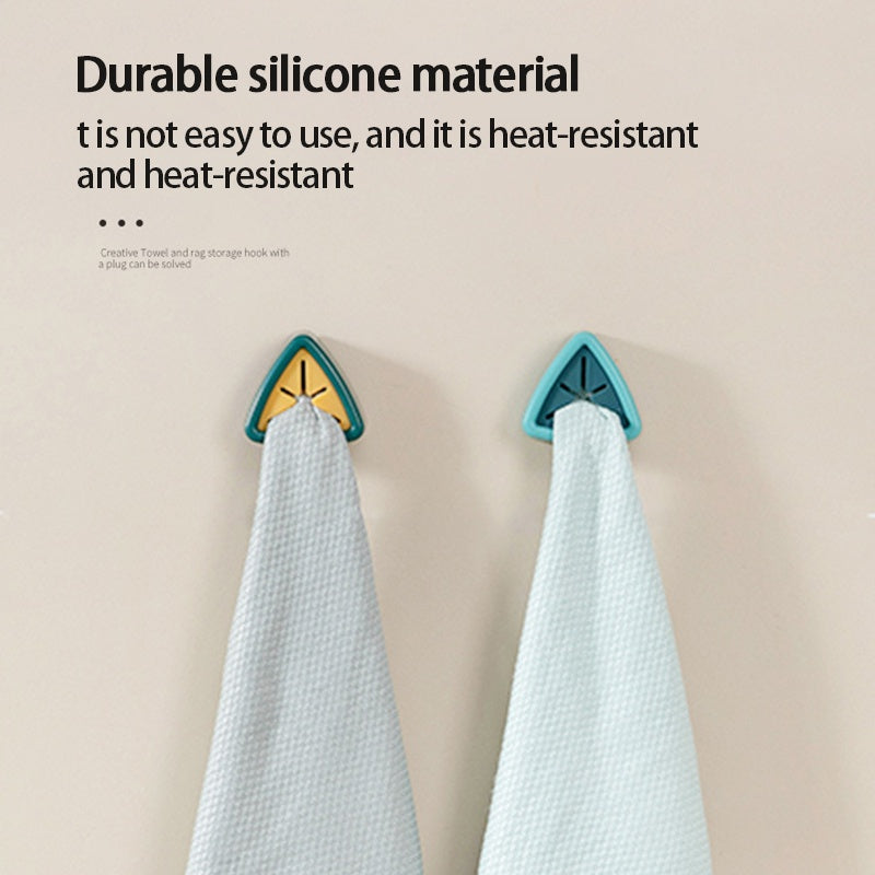 4pcs Towel Stopper Dish Cloth Hooks Wall Mount Hand Towel Holder