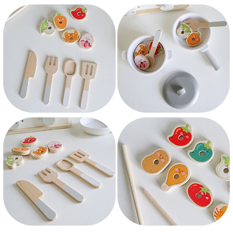 Wooden Toy BBQ Set Role Game Early Learning Educational Toy