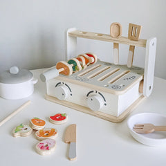 Wooden Toy BBQ Set Role Game Early Learning Educational Toy