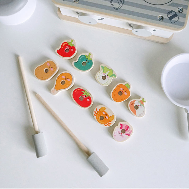 Wooden Toy BBQ Set Role Game Early Learning Educational Toy