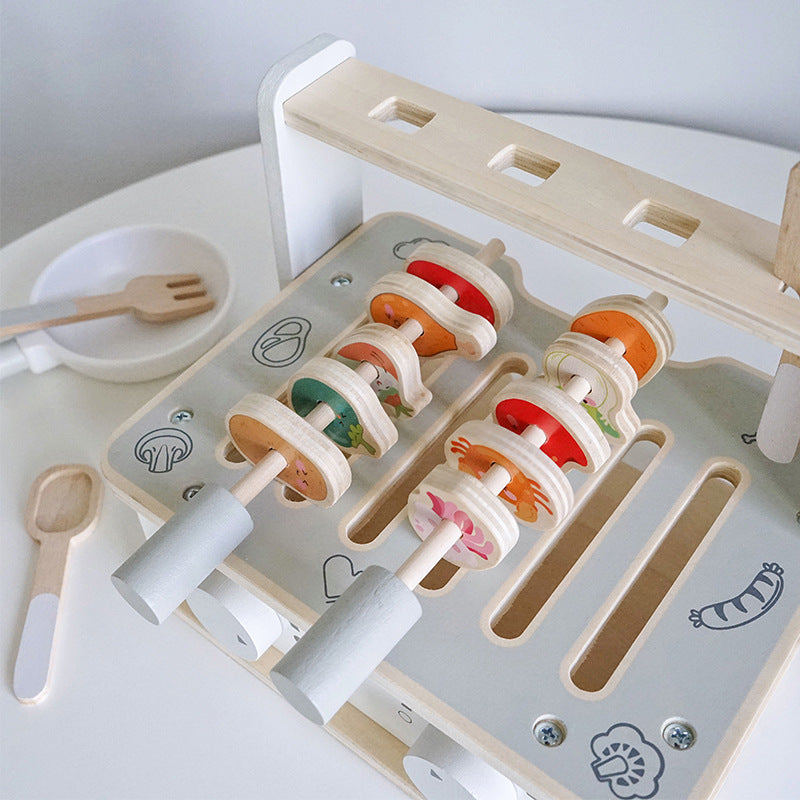 Wooden Toy BBQ Set Role Game Early Learning Educational Toy