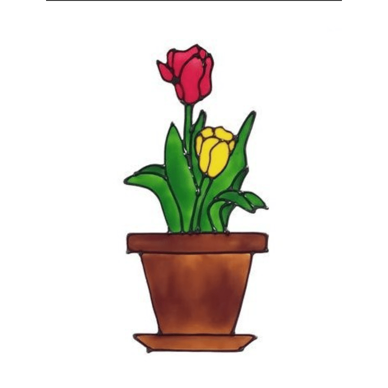 Red Flower Pot Wall Stickers Window Decoration Home Decor Living Room Decals