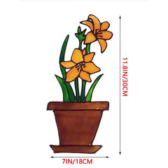 Red Flower Pot Wall Stickers Window Decoration Home Decor Living Room Decals