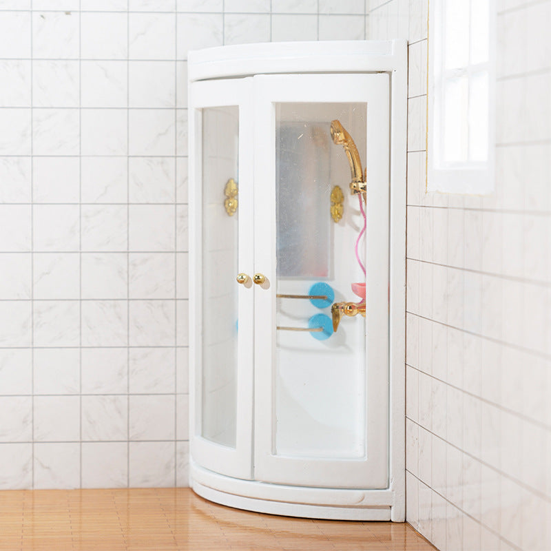 Wooden Bathroom 1:12 Scale Dollhouse Shower Room Decor