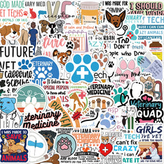 50 Cartoon Vet Stickers Waterproof Reusable DIY Room Decor Phone Computer