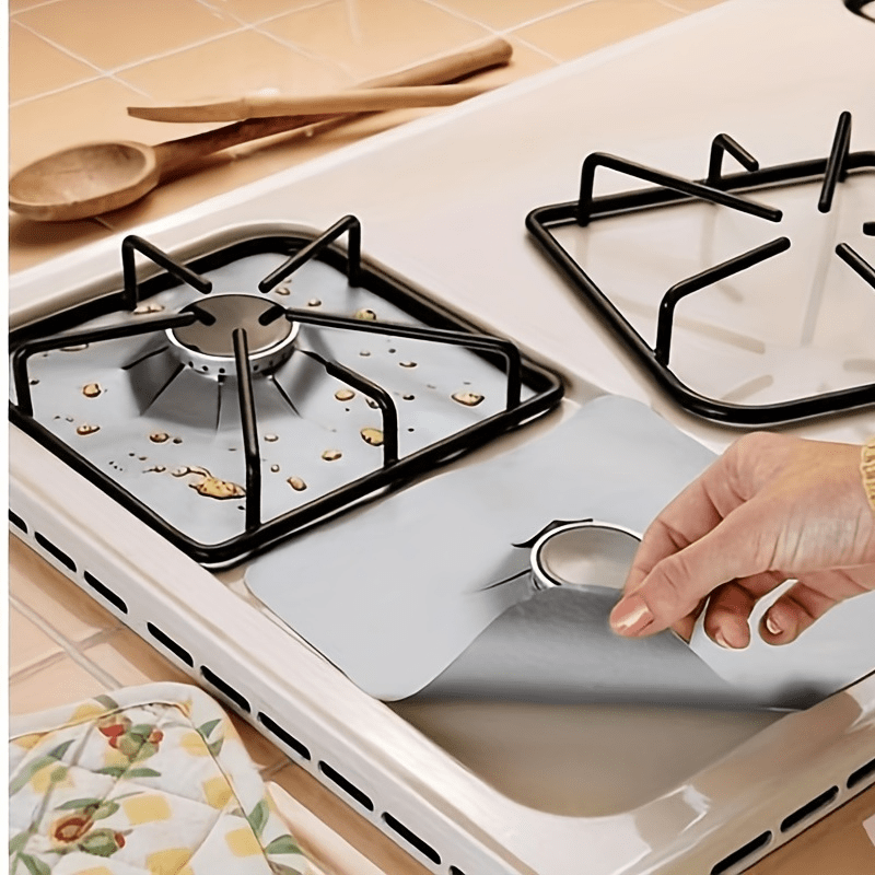 4pcs Gas Stove Mat Heated Resistant Gas Top Liner 0.15mm Thick