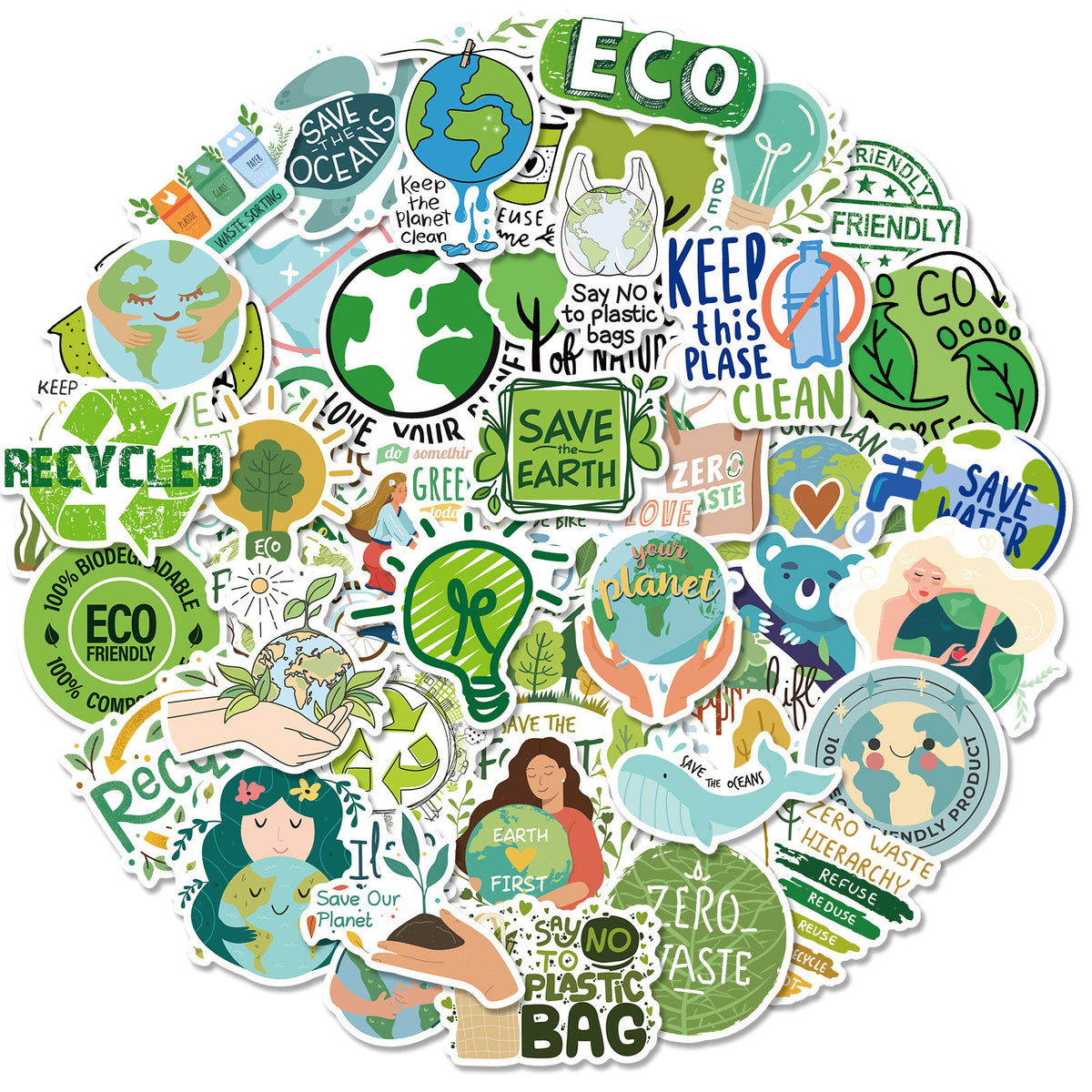 50pcs Earth Environmental Protection Stickers for Luggage Laptop Guitar