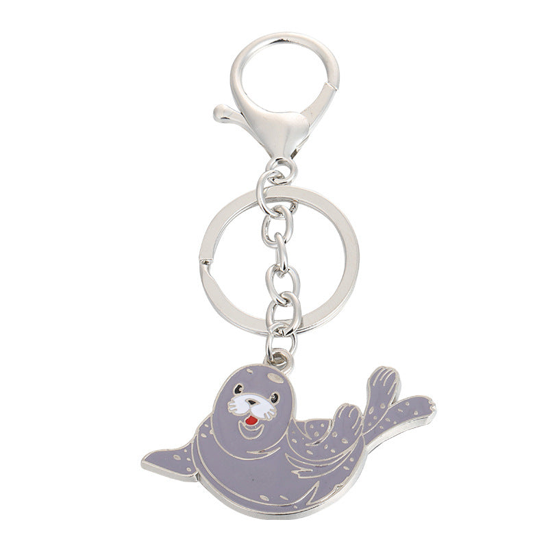 Cartoon Sea Animal Key Chain Dolphin Sea Lion Seal Goldfish Key Pendant