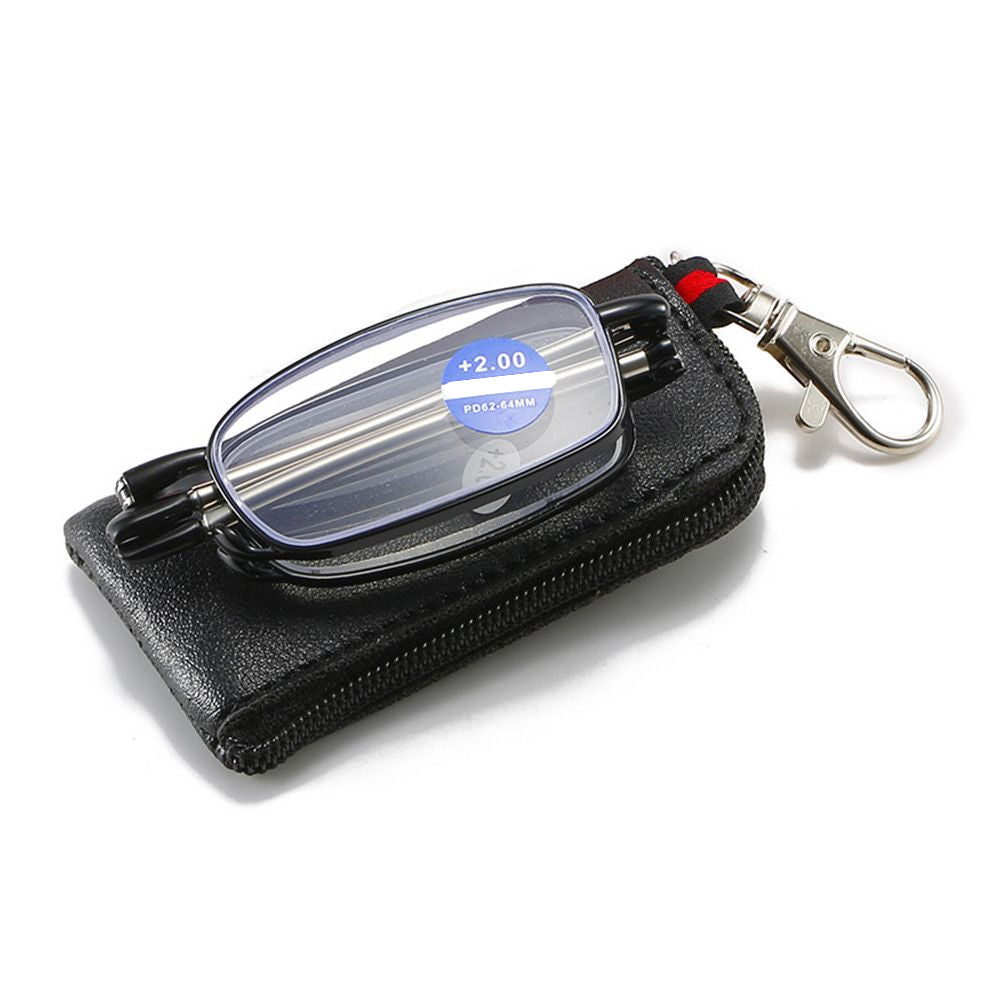 Foldable Metal Full Frame Presbyopia Glasses 150-350 Zipper Bag