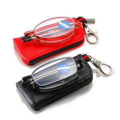 Foldable Metal Full Frame Presbyopia Glasses 150-350 Zipper Bag
