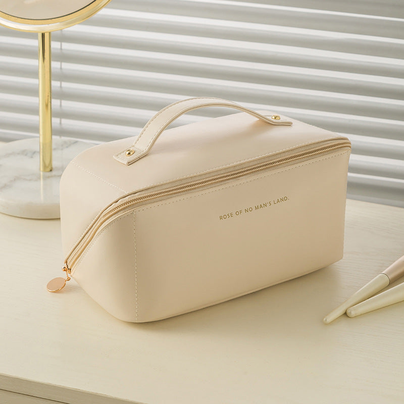 Solid Zipper Cosmetic Bag Lightweight Makeup Bag