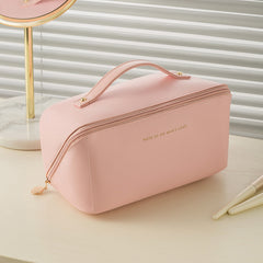 Solid Zipper Cosmetic Bag Lightweight Makeup Bag