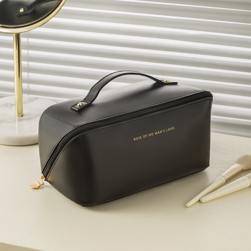 Solid Zipper Cosmetic Bag Lightweight Makeup Bag