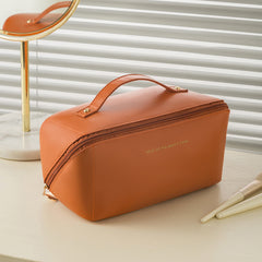 Solid Zipper Cosmetic Bag Lightweight Makeup Bag