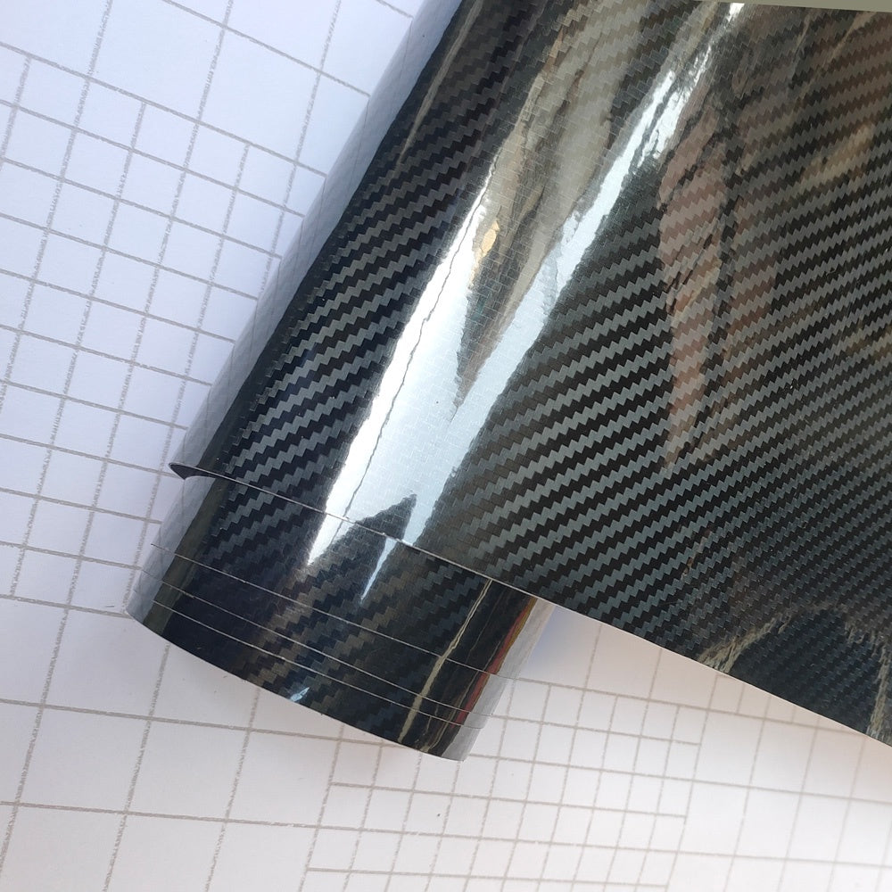 8in High Glossy Car 7D Carbon Fiber Wrapping Vinyl Film Stickers Waterproof