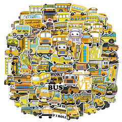 100pcs Cartoon School Bus Stickers Waterproof DIY Room Decoration