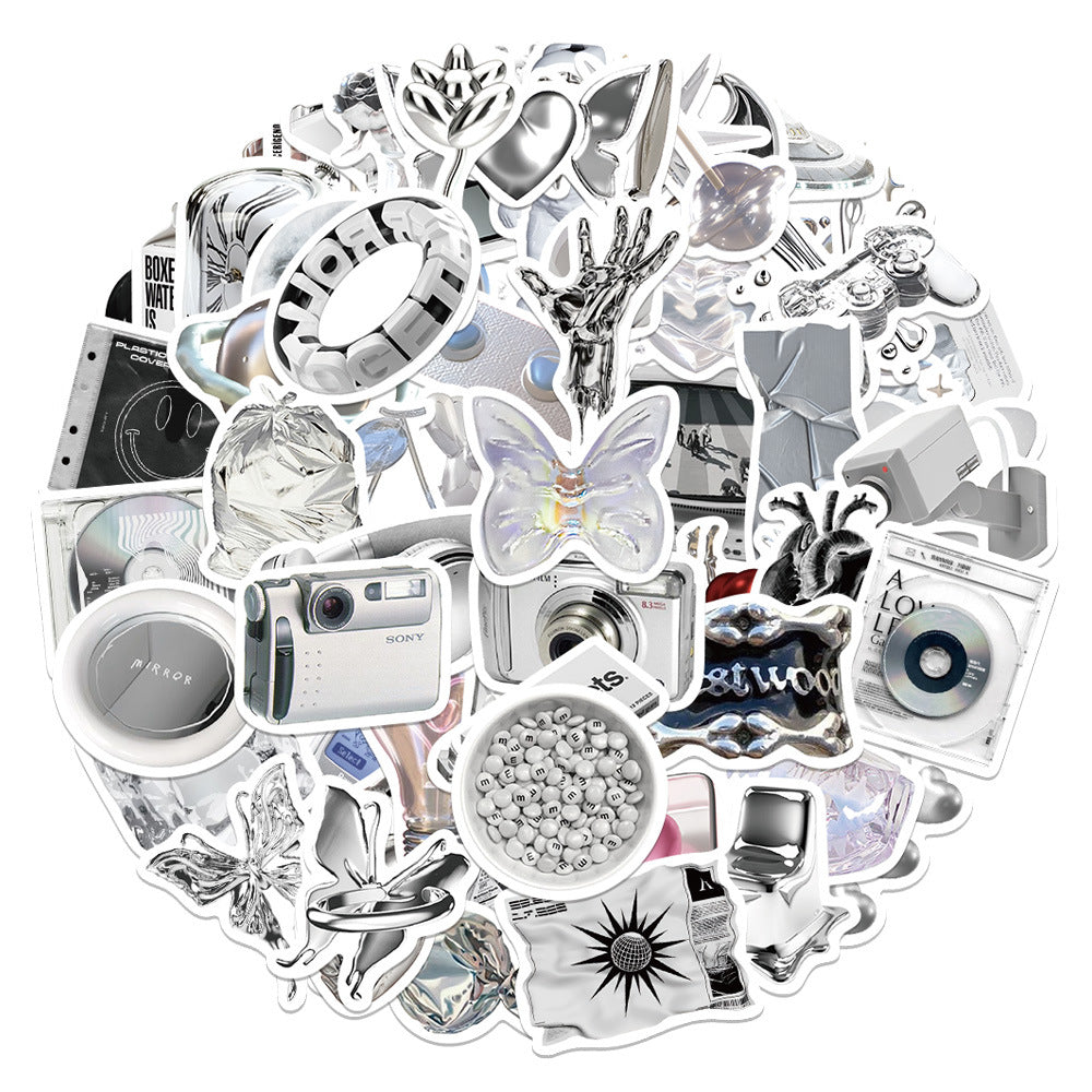 66pcs Silvery Series Stickers Fun Waterproof Reusable DIY Room Decoration