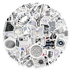66pcs Silvery Series Stickers Fun Waterproof Reusable DIY Room Decoration