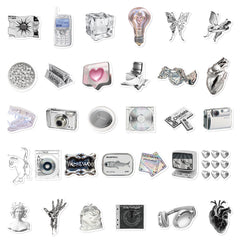 66pcs Silvery Series Stickers Fun Waterproof Reusable DIY Room Decoration