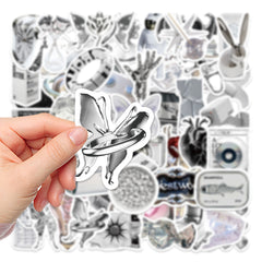 66pcs Silvery Series Stickers Fun Waterproof Reusable DIY Room Decoration