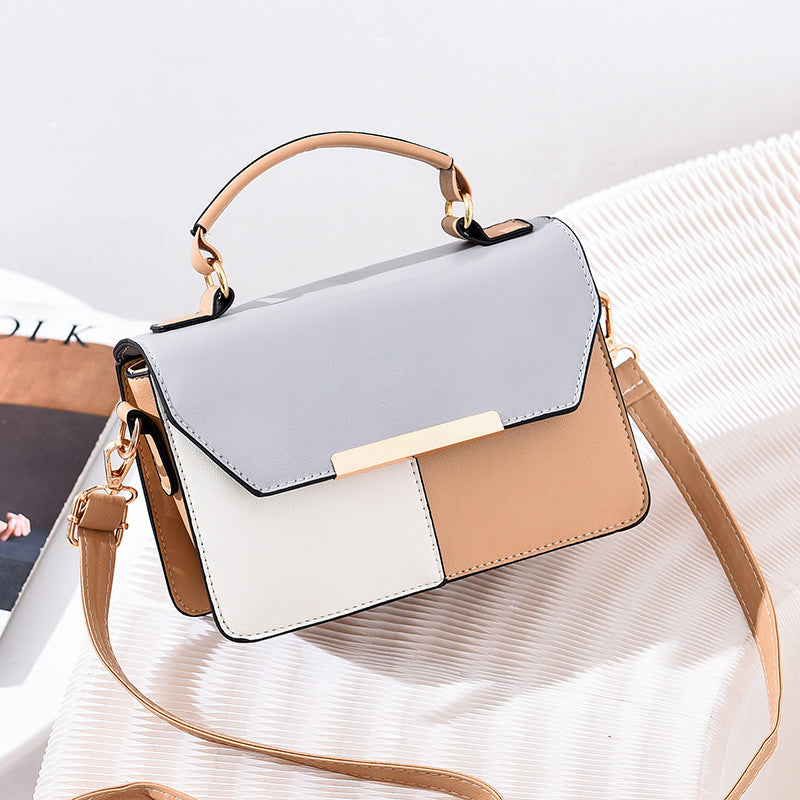 Contrast Crossbody Bag Stitching Square Handbag Women's Shoulder Purse