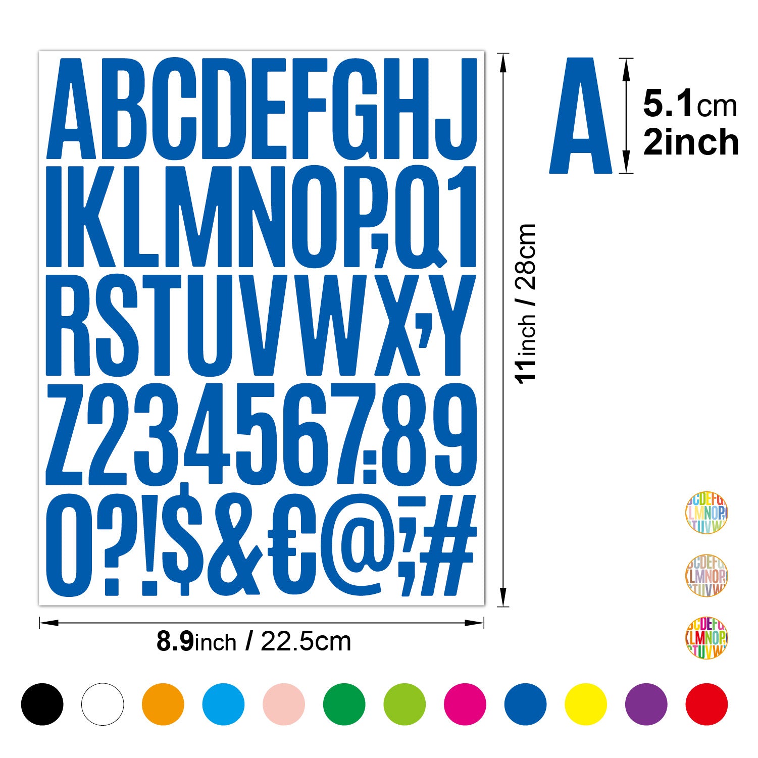 10pcs 5.08cm Letter Stickers for Notebook Ledger Decoration