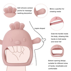 Silicone Chicken Pink Teething Toy Glove for Infants