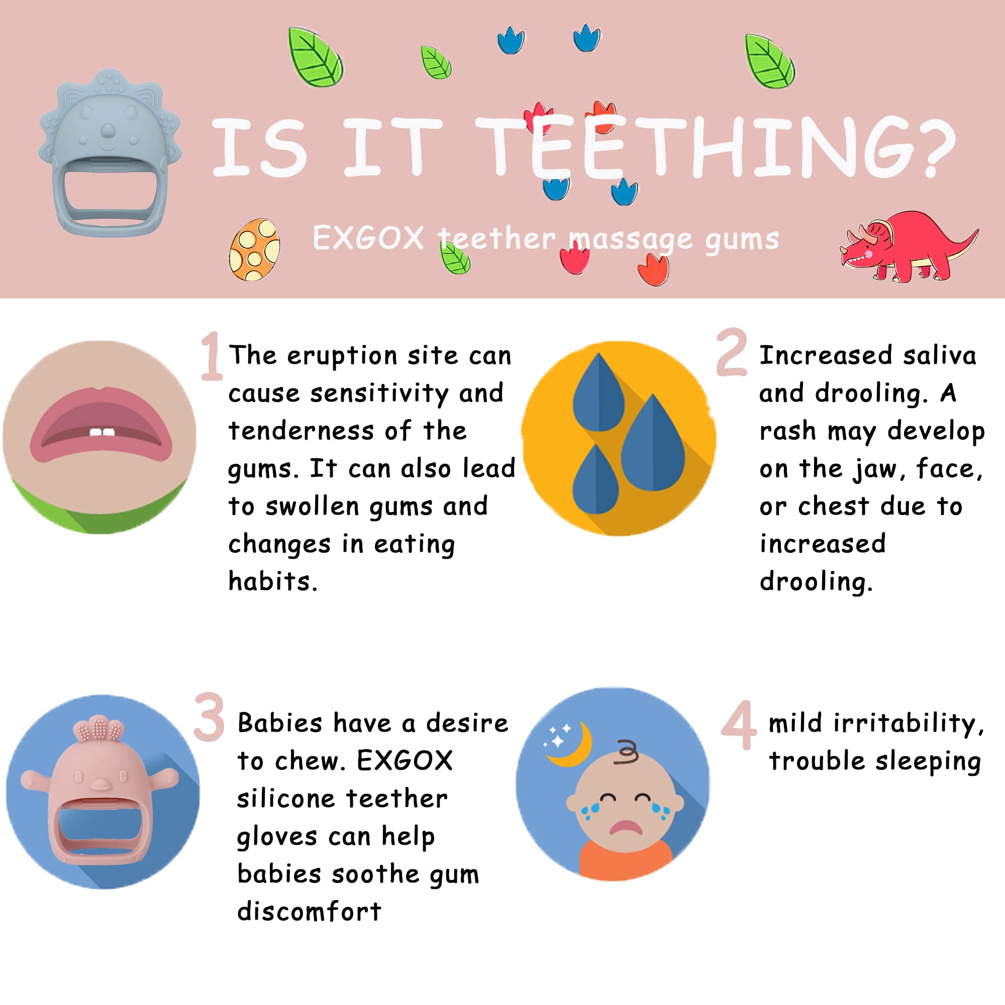 Silicone Chicken Pink Teething Toy Glove for Infants