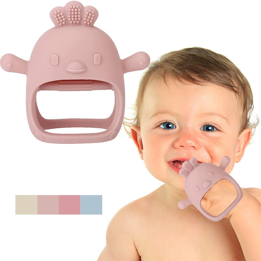 Silicone Chicken Pink Teething Toy Glove for Infants