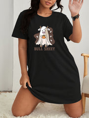  Halloween Ghost Print Tee Nightdress