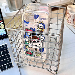 Iron Storage Rack Desktop Book Pen Storage Box Large Capacity Basket