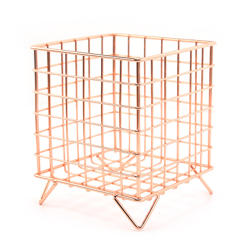 Iron Storage Rack Desktop Book Pen Storage Box Large Capacity Basket