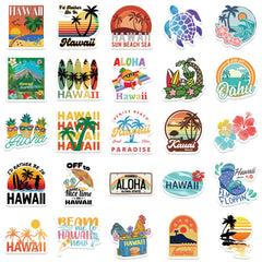 50pcs Hawaii Travel Aesthetics Funny Cartoon Waterproof Stickers For Adults