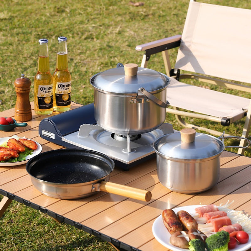 12pcs Outdoor Cookware Portable Set Camping Stainless Steel Kitchenware