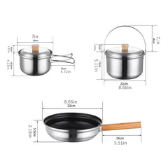 12pcs Outdoor Cookware Portable Set Camping Stainless Steel Kitchenware