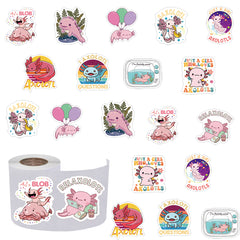 500pcs Axolotl Stickers 2.54 cm Labels 10 Patterns Pack Waterproof Vinyl Sticker