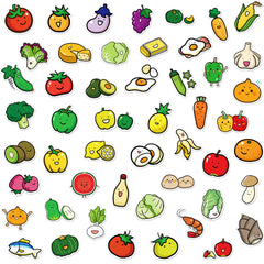 50pcs Fruit Vegetable Vegetarian Diet Doodle Funny Cartoon Stickers Pack