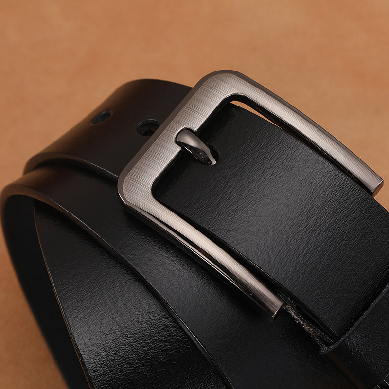 Men's Leather Buckle Belts Large Pin Minimalist Waist