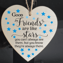 Good Friends Are Like Stars Wooden Heart Sign Christmas Gift