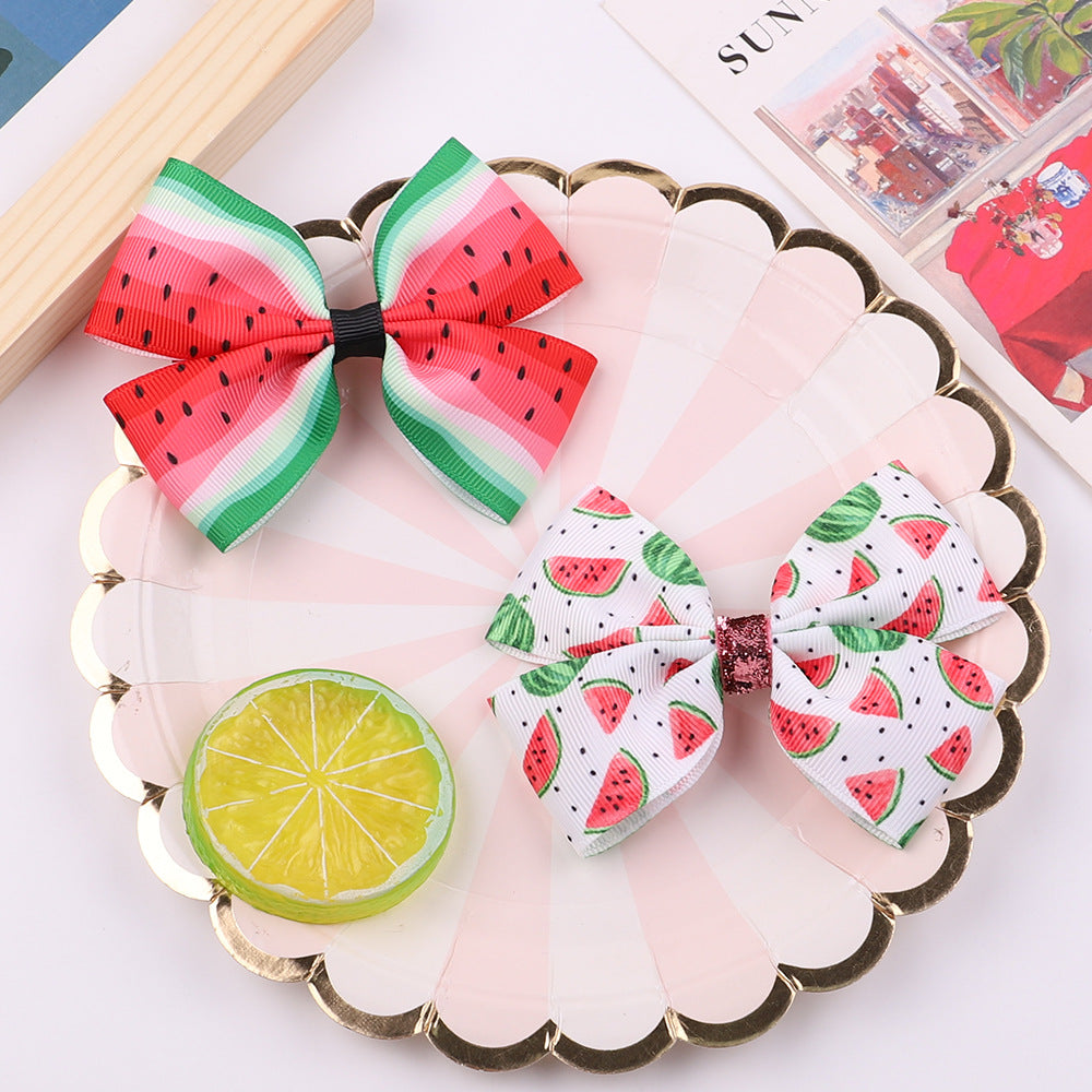 Watermelon Print Bow Hair Clip Hair Accessories Baby Girls
