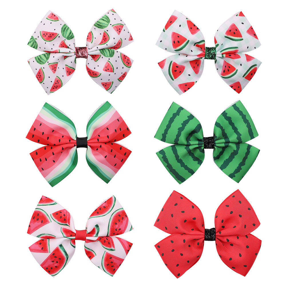 Watermelon Print Bow Hair Clip Hair Accessories Baby Girls
