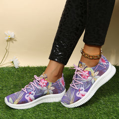 Women's Knit Platform Sneakers Flamingo Low Top Trainers