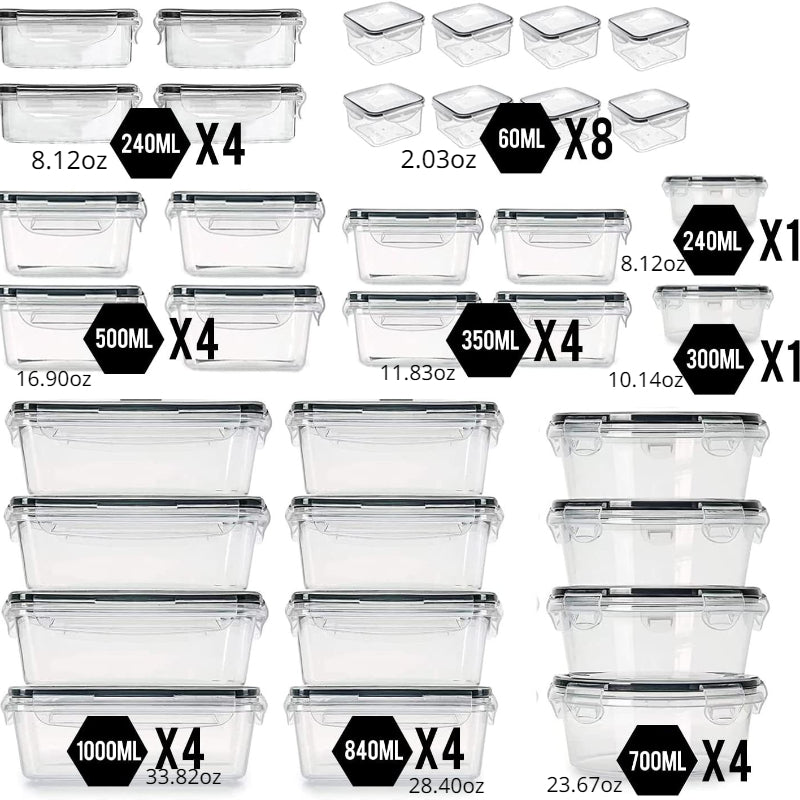 34pcs Food Storage Container With Lid Plastic Leak Proof BPA