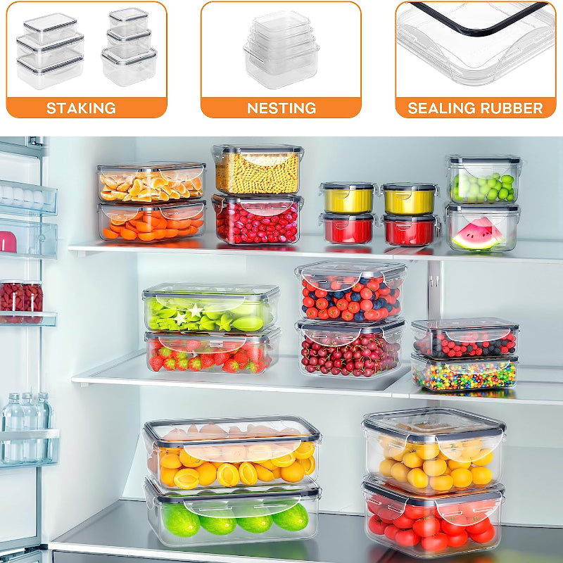 34pcs Food Storage Container With Lid Plastic Leak Proof BPA