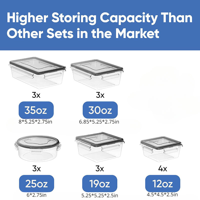 34pcs Food Storage Container With Lid Plastic Leak Proof BPA