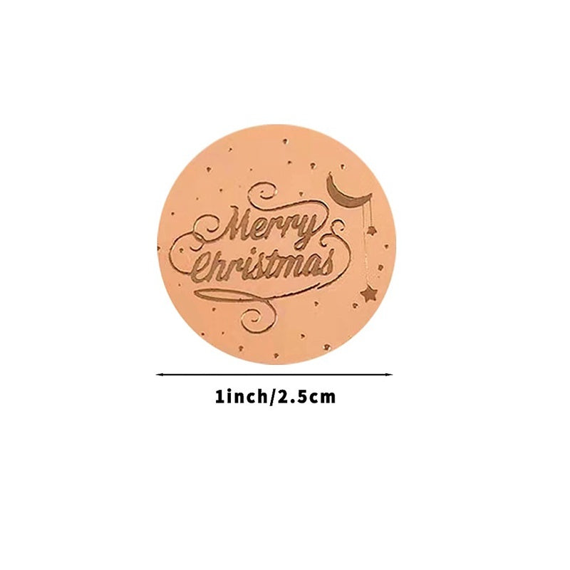 Champagne Bronzing Christmas Stickers Roll DIY Gift Packaging Sealing Label